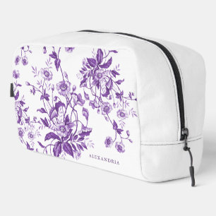 Trousse De Toilette Mariage Vintage Français Toile Fleurs Violettes