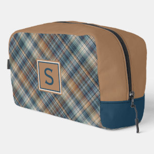 Trousse De Toilette Marron beige sarcelle bleu neutre motif carreaux t