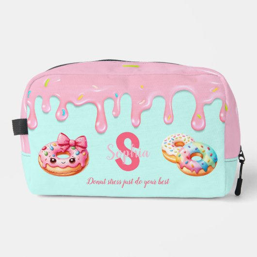 Trousse De Toilette Mignonne Donut goutte glace douce fille rose Nom d (Recto)