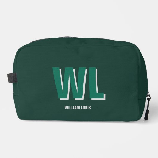 Trousse De Toilette Minimalist Emerald Green Personalized Monogram (Recto)