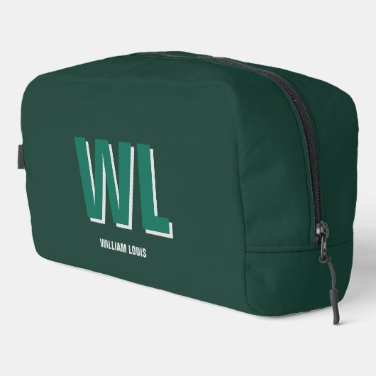 Trousse De Toilette Minimalist Emerald Green Personalized Monogram (Coin droit)