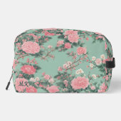 Trousse De Toilette Mint and Pink Cherry Blossom Monogram Initial (Verso)