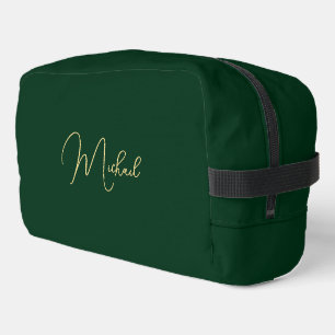 Trousse De Toilette Moderne Elegant Vert Or Monogramme Voyage Cosmétiq