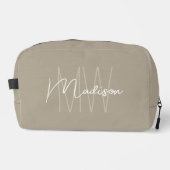 Trousse De Toilette Moderne monogramme de nom écriture beige (Recto)