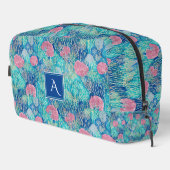 Trousse De Toilette Monogramme aquarelle corail océan bleu rose tendan (Coin droit)