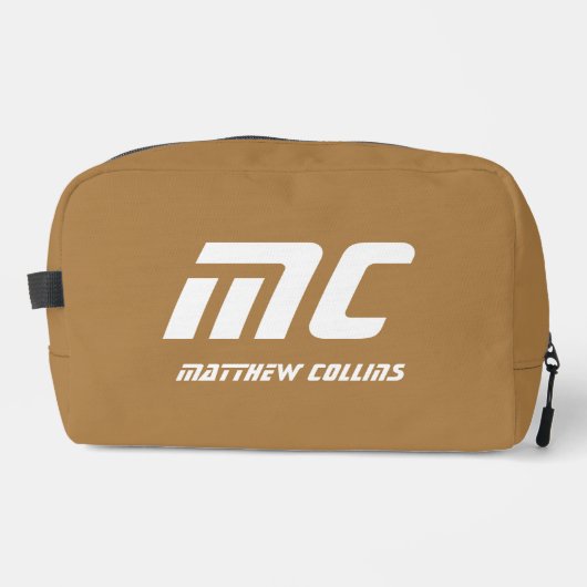 Trousse De Toilette Monogramme beige solide Nom Texte simple pour lui (Recto)