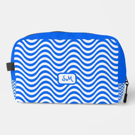 Trousse De Toilette Monogramme Bleu Blanc Vagues Tirures Psychédélique (Recto)