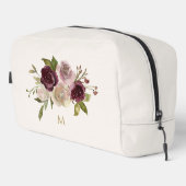 Trousse De Toilette Monogramme d'aquarelle florale rose-bourgogne mode (Coin droit)