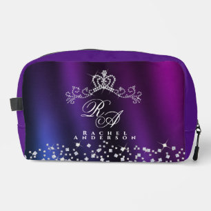 Trousse De Toilette Monogramme de couronne brillant bleu pourpre
