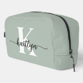 Trousse De Toilette Monogramme de script vert Sage (Coin droit)
