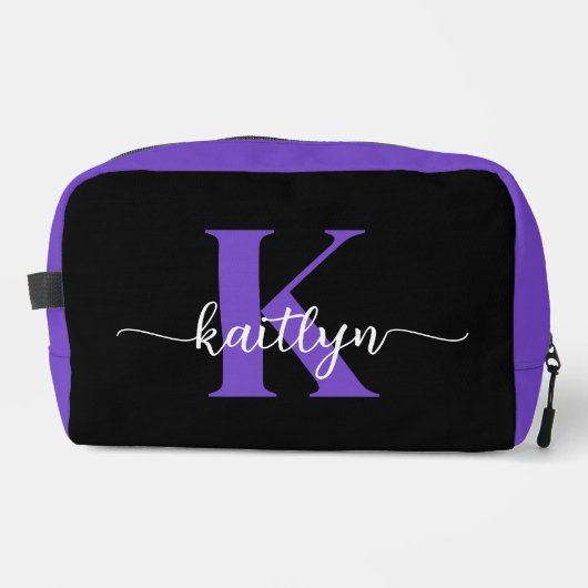 Trousse De Toilette Monogramme de script violet noir (Recto)