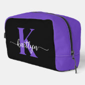 Trousse De Toilette Monogramme de script violet noir (Coin droit)