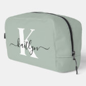 Trousse De Toilette Monogramme de style moderne vert sauge (Coin droit)