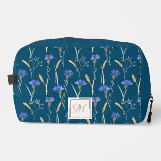 Trousse De Toilette Monogramme Fleur sauvage Floral Bleu (Recto)