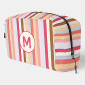 Trousse De Toilette Monogramme Initial Moderne Pastel Candy Stripe (Coin droit)
