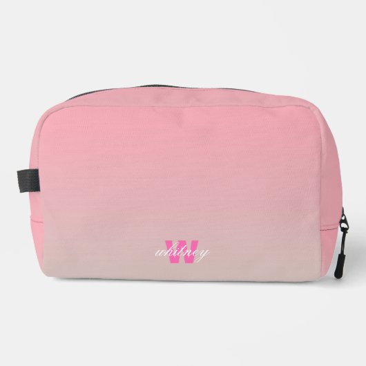 Trousse De Toilette Monogramme Moderne Chic Pink Pastel Ombre (Recto)