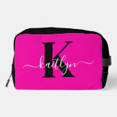 Trousse De Toilette Monogramme moderne rose noir écriture script (Verso)