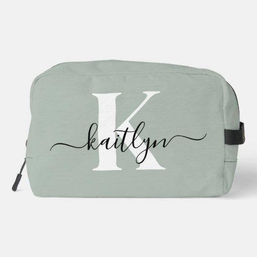 Trousse De Toilette Monogramme moderne Sage vert (Verso)