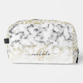 Trousse De Toilette Monogramme noir blanc marbre or brillant (Recto)