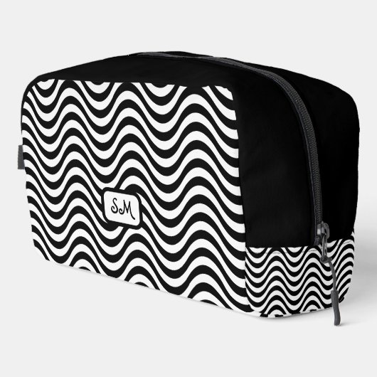 Trousse De Toilette Monogramme Noir Blanc Wavy Stripes Psychedélique (Coin droit)