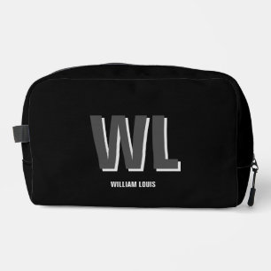 Trousse De Toilette Monogramme personnalisé minimaliste noir et gris