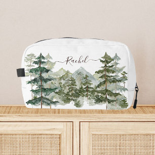 Trousse De Toilette Monogramme Rustique Aquarelle Forêt et montagne