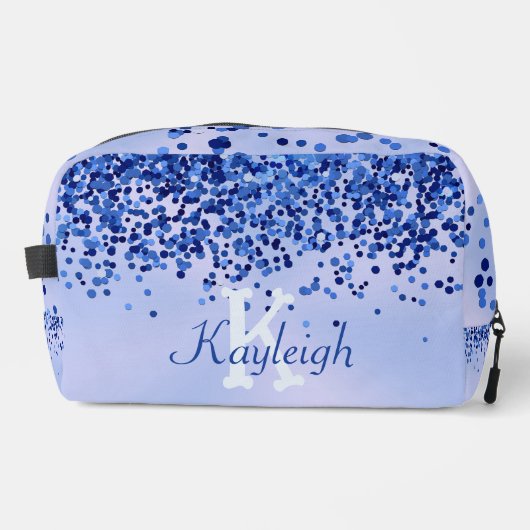 Trousse De Toilette Monogramme simple en métal brossé bleu et Parties (Recto)