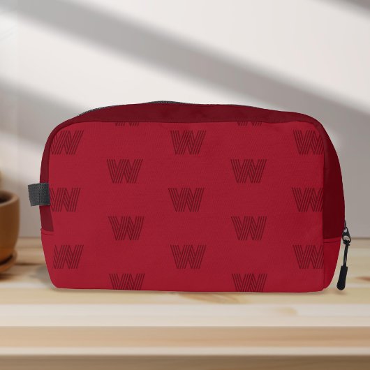 Trousse De Toilette monogramme tendance, simple rouge moderne monogram