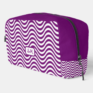 Trousse De Toilette Monogramme violet blanc ondulée rayures psychédéli