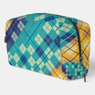 Trousse De Toilette Motif carreaux bleu et jaune moderne