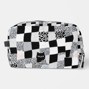 Trousse De Toilette Motif Chat Noir Gingham à carreaux mixtes Guépard