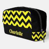 Trousse De Toilette Motif chevron jaune et noir personnalisable (Coin droit)