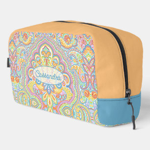 Trousse De Toilette Motif chic bleu rose violet orange pastel