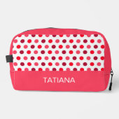 Trousse De Toilette Motif Classique Rouge Rose Points (Recto)