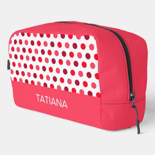 Trousse De Toilette Motif Classique Rouge Rose Points (Coin droit)