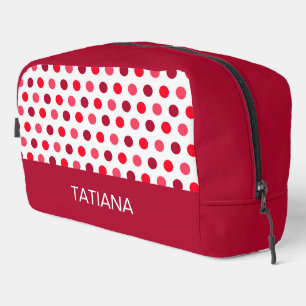 Trousse De Toilette Motif Classique Rouge Rose Points