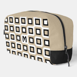 Trousse De Toilette Motif d'art géométrique beige noir blanc du milieu