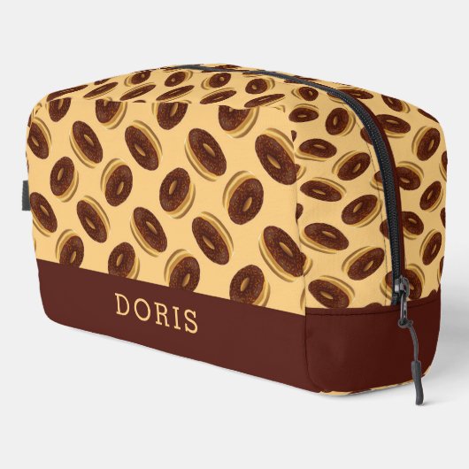 Trousse De Toilette Motif de beignes marron chocolat (Coin droit)
