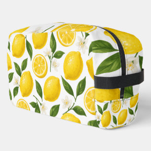 Trousse De Toilette Motif de citron frais avec feuilles et fleurs