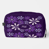 Trousse De Toilette Motif de doodle à fleurs violettes monogrammes (Recto)