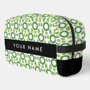 Trousse De Toilette Motif de feuille, feuilles vertes, votre nom
