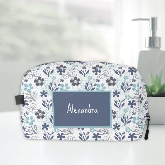 Trousse De Toilette Motif de fleurs bleues