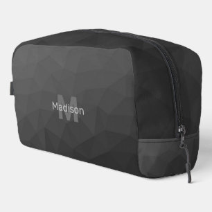 Trousse De Toilette Motif de maille géométrique gris foncé Monogramme