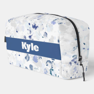 Trousse De Toilette Motif de taches bleu gris désordonné avec nom