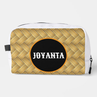 Trousse De Toilette Motif en bambou tissé rustique nom personnalisé
