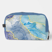 Trousse De Toilette Motif en marbre bleu, turquoise et or (Recto)
