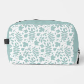 Trousse De Toilette Motif Feuille perdu Turquoise sur blanc (Recto)