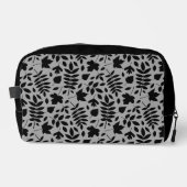 Trousse De Toilette Motif Feuille tombé noir sur gris (Recto)