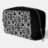 Trousse De Toilette Motif Feuille tombé noir sur gris (Coin droit)