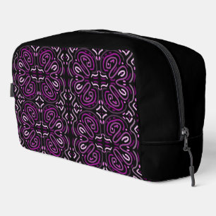 Trousse De Toilette Motif floral féminin rose violet sur fond noir